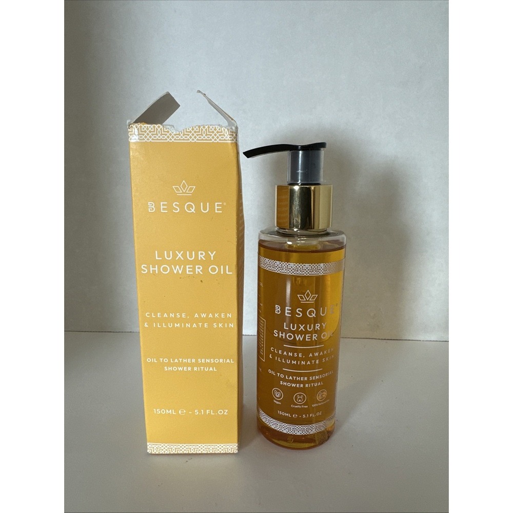 BESQUE Luxury Shower Oil 5.1 oz Vegan Body Cleanser Pump Sealed Exp 03/2028